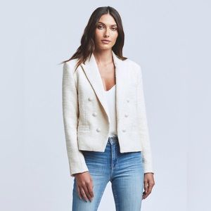 L’AGENCE Brooke Blazer, Size 00 / xs, Cream / White